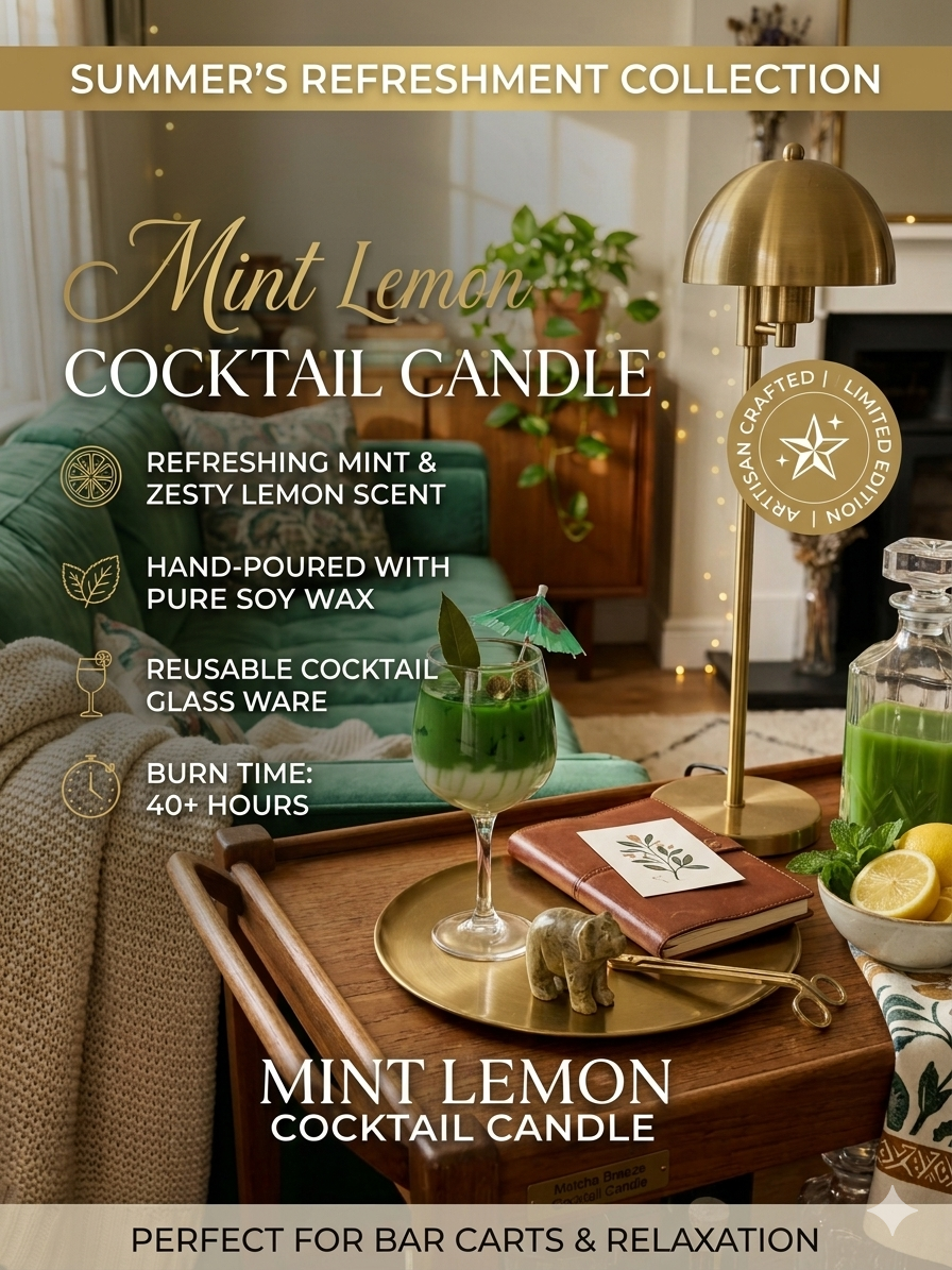 Mint Lemon Breeze Summer Cocktail Candle