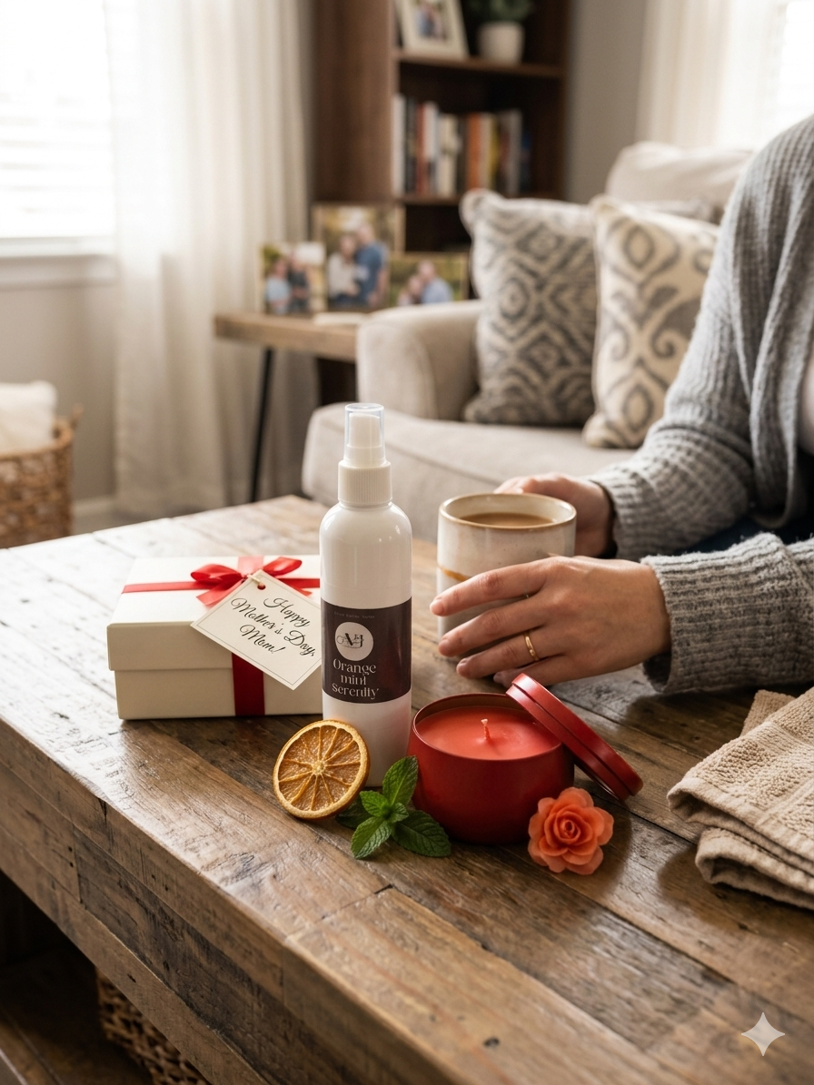 The Orange Mint Serenity duo combines a refreshing, aromatherapy-inspired room spray with a bold, hand-poured candle