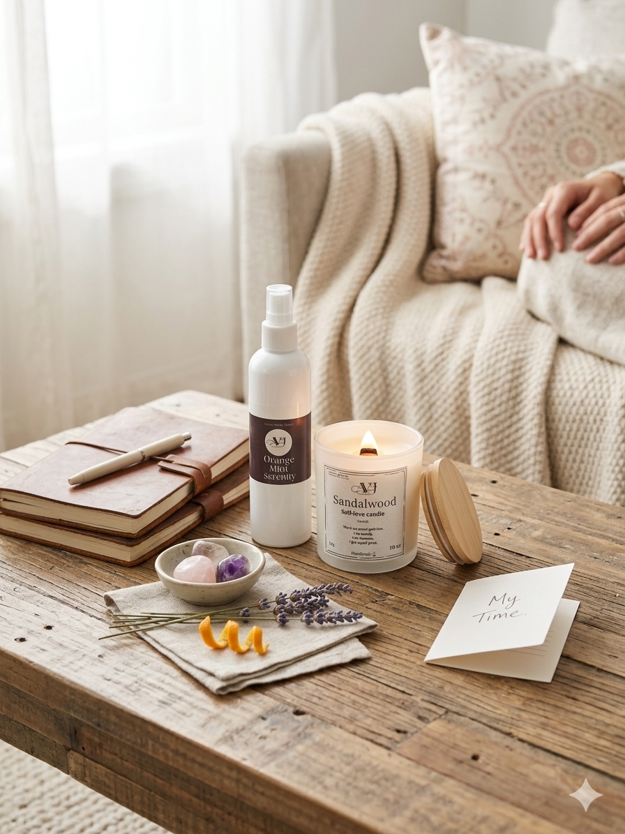 The Orange Mint Serenity duo combines a refreshing, aromatherapy-inspired room spray with a bold, hand-poured candle