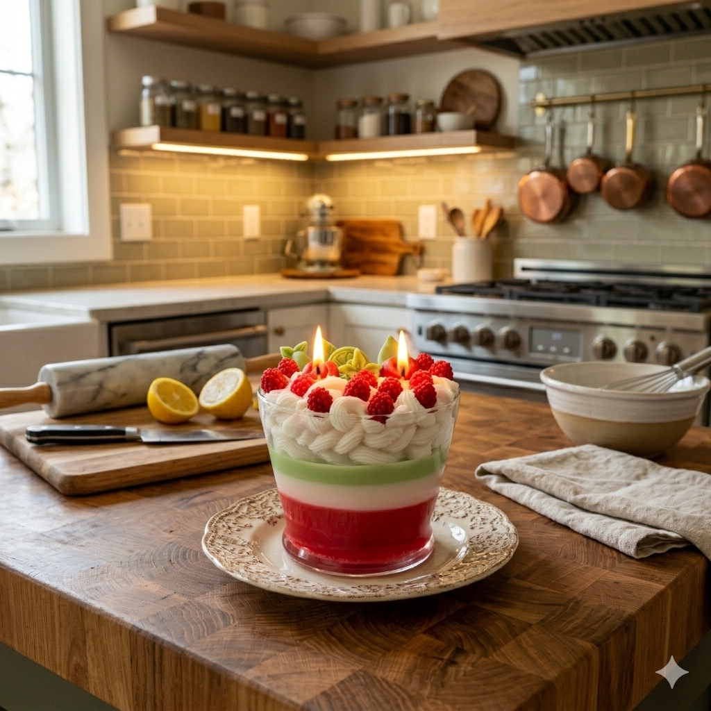 Berry Limeade Parfait | Double-Wick Artisan Dessert Candle Bowl