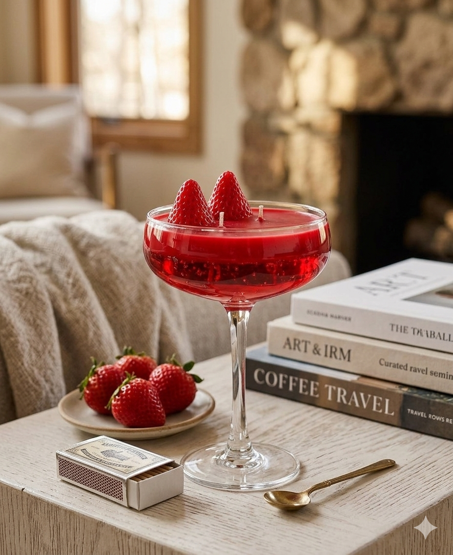 Strawberry Gelée Coupe cocktail Candle strawberry scented candle