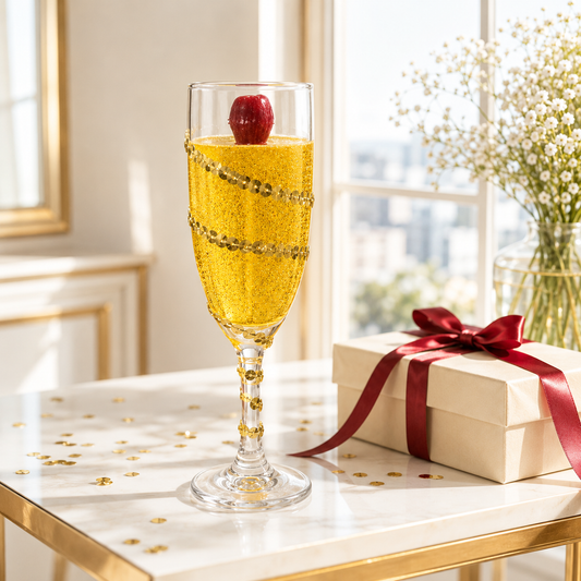 Golden Celebration Champagne Glass Gel Candle