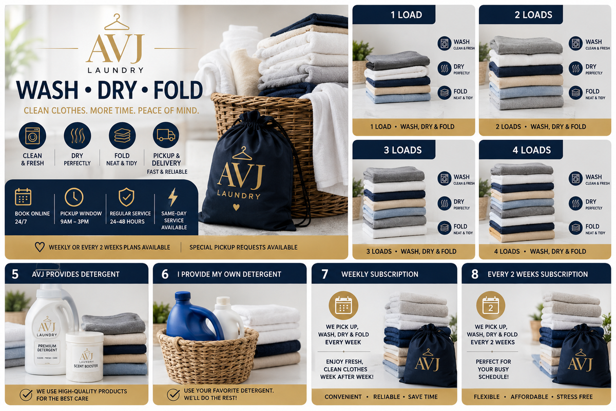 AVJ Laundry – Wash, Dry & Fold Service