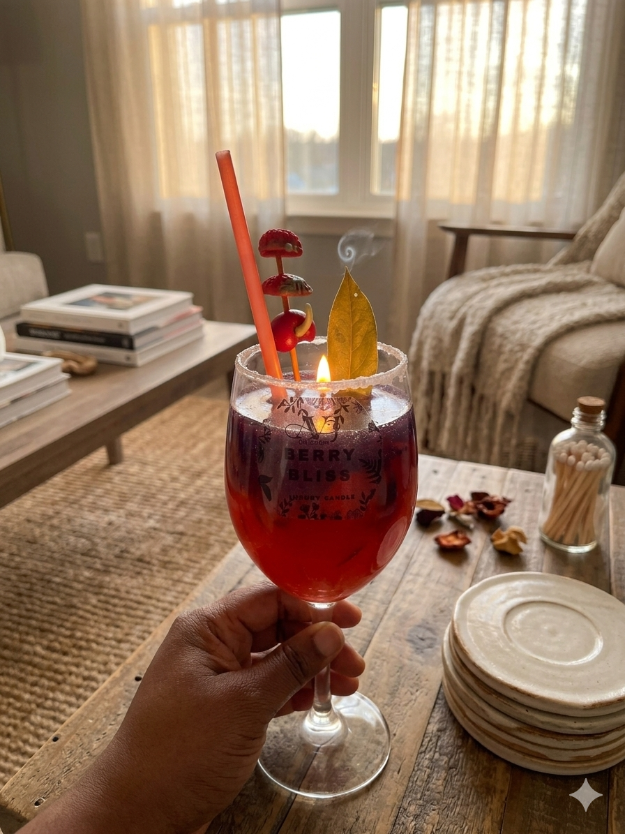 Berry bliss cocktail Juice luxury gift candle , hand made craft