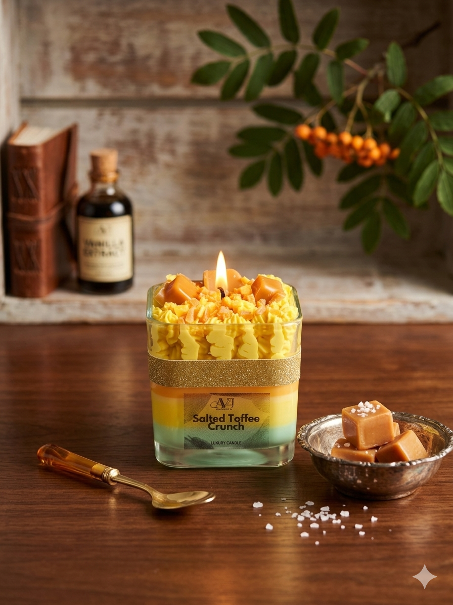 Salted Toffee Crunch Candle – Caramel Dessert Luxury