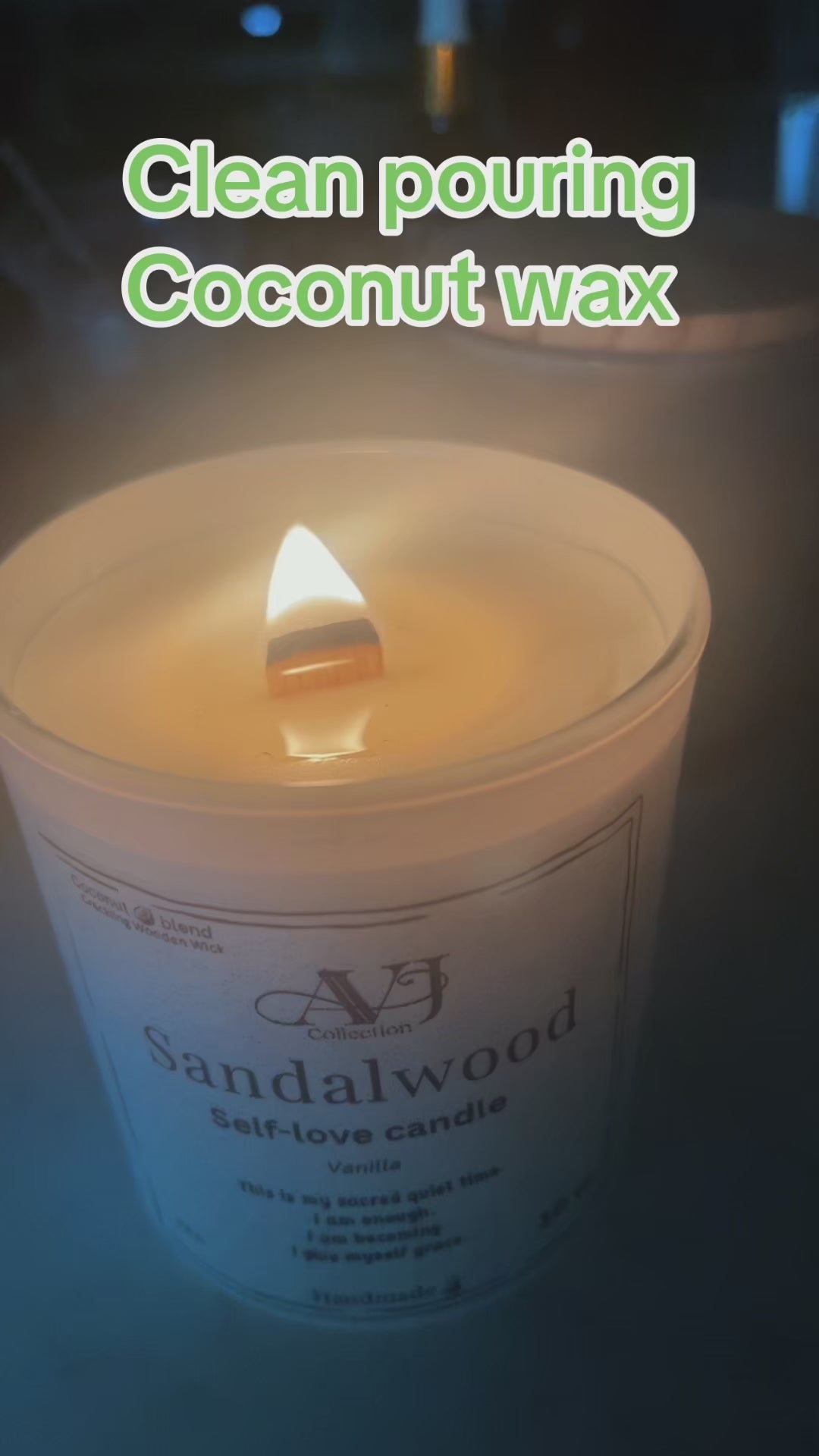 Vanilla Sandalwood Meditation Candle | AVJ Collection | 12oz Coconut Wax | Ginger Lemon Light Scent | Relaxation Candle | Sensitive Friendly | Hand-Poured | Stress Relief Gift