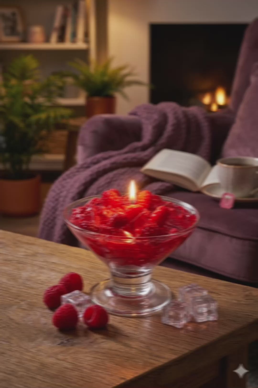 Raspberry Ice Candle | Fruit dessert Candle | Highly Scented Soy Candle | Unique Gift Idea
